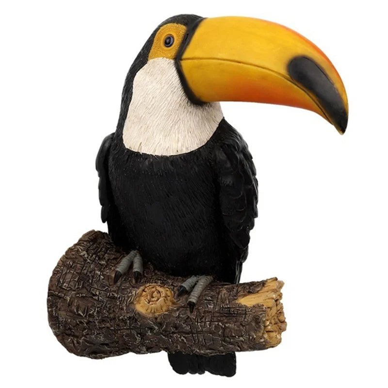 Toucan Bird Figurine Tree Hugger Decor Hanging Resin Ornaments Garden Statue Creative Simulation Animal Yard Wall Decoration