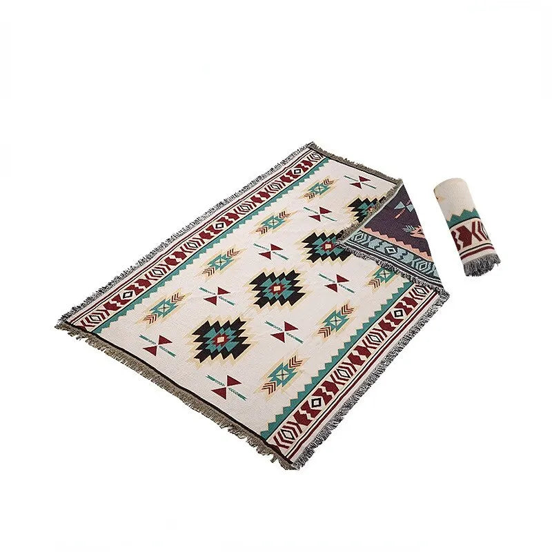 Tapis de pique-nique en lin à rayures à 180x180cm.
