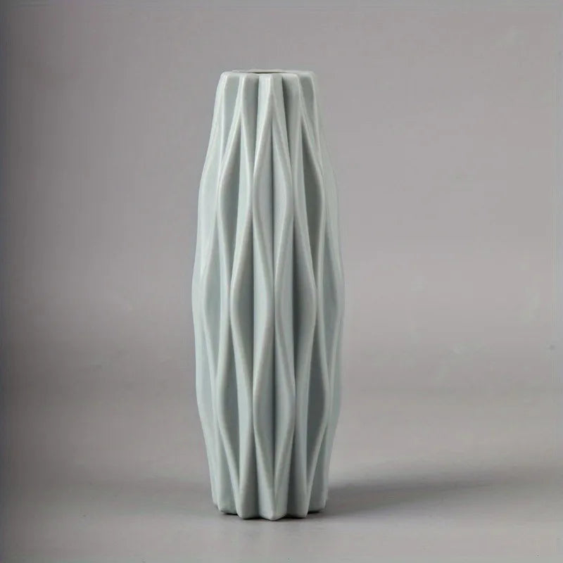 1Pc Diamond Plastic Vase Imitation Ceramic Flower Pot Thick And Durable Suitable For Living Room Bedroom Home Holiday Decoration