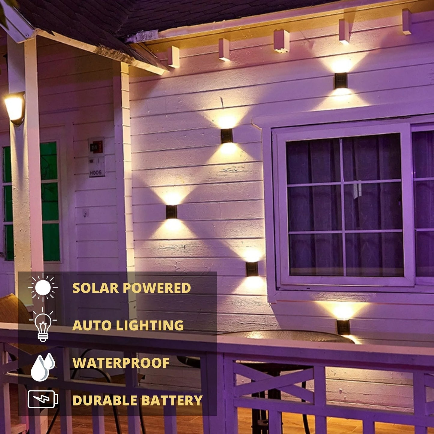 Lumières murales à LED solaire extérieure lampe solaire LED étanche de haut en bas