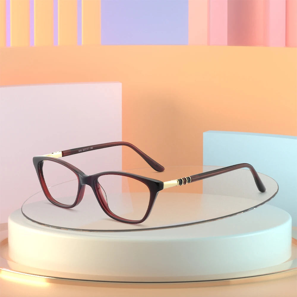 Marco de anteojos recetados Fashion Fashion Miopia Gafas ópticas Pequeños gafas de ojo de acetato de ojo de ojo Gafas de lujo marco Nai