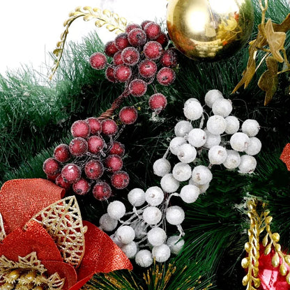 100/20 stk kunstig Holly Berries Mini Simulation Cherry Stamen Frosted Double Head Fake Berry Wedding Christmas Party Decor