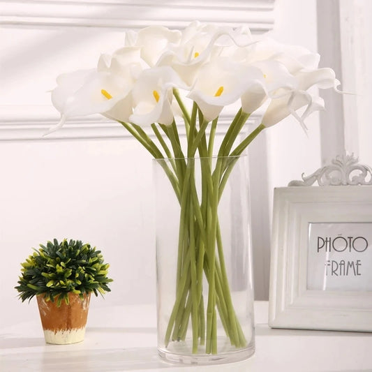 5/10 stcs echte touch calla lelie kunstmatige bloemen witte bruiloft boeket bruids douchefeest huis bloemen decoratie nepbloem