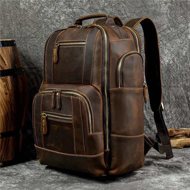 Bolsas de alta qualidade Backpack de couro masculino Retro Retro Luxury Style Backpack Backpack Backpack Saco para Men Leather Daypack
