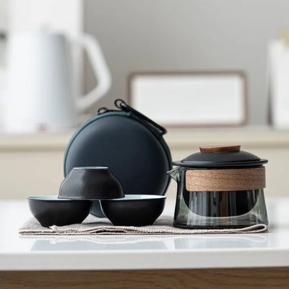1 Bowl 3 Cup Zen Teapot and Tea Cup Set Kit Household Tea Making Travel Set Outdoor Portable Bag Chinese Tea Set Supplies