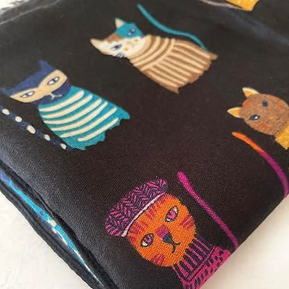 Polyester vezel kat afdrukken vrouwen sjaal mode lichtgewicht cartoon thermische sjaalomwikkel houd warme zijden sjaal vrouw