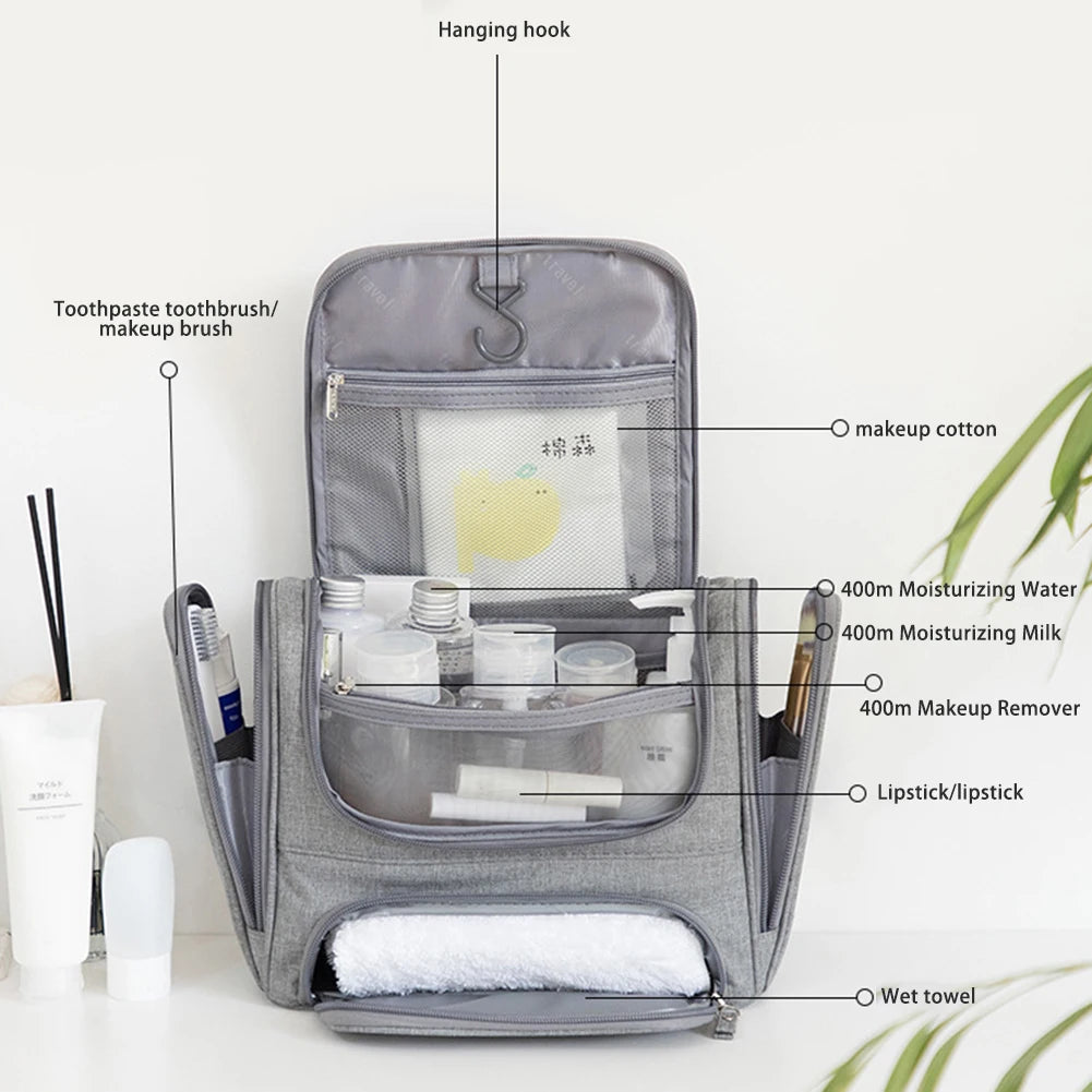 Hanging Travel Organizer Toiletry Bag with Hook and Handle Waterproof Cosmetic Bag Dop Kit Men Women Make Up Case Organizer