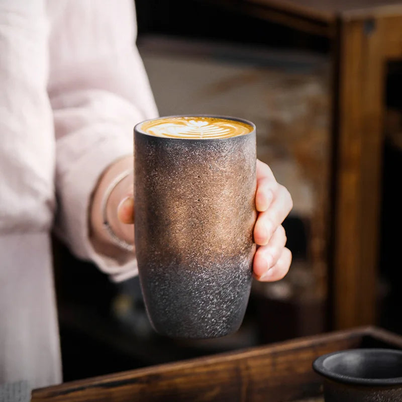 230ML Japanese Retro Coffee Cups Ceramic Household Coffee Mug Vintage Creative Water Tea Cup Restaurant Office Drinkware