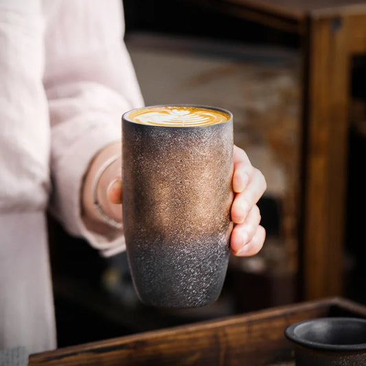 230ML Japanese Retro Coffee Cups Ceramic Household Coffee Mug Vintage Creative Water Tea Cup Restaurant Office Drinkware