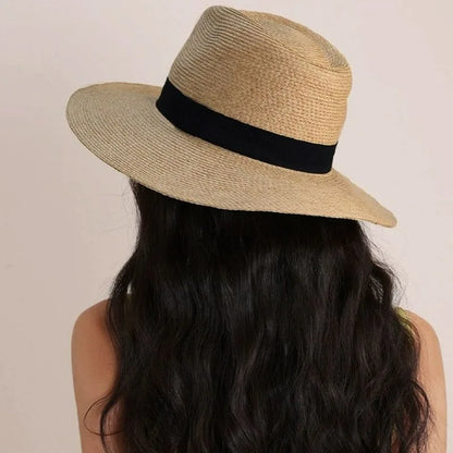 Capéu de palha de palha nobre à mão Homens de verão homens homens de férias de férias de praia sólida chapéu solar chapéu de chapéu retro panamá acessórios de moda