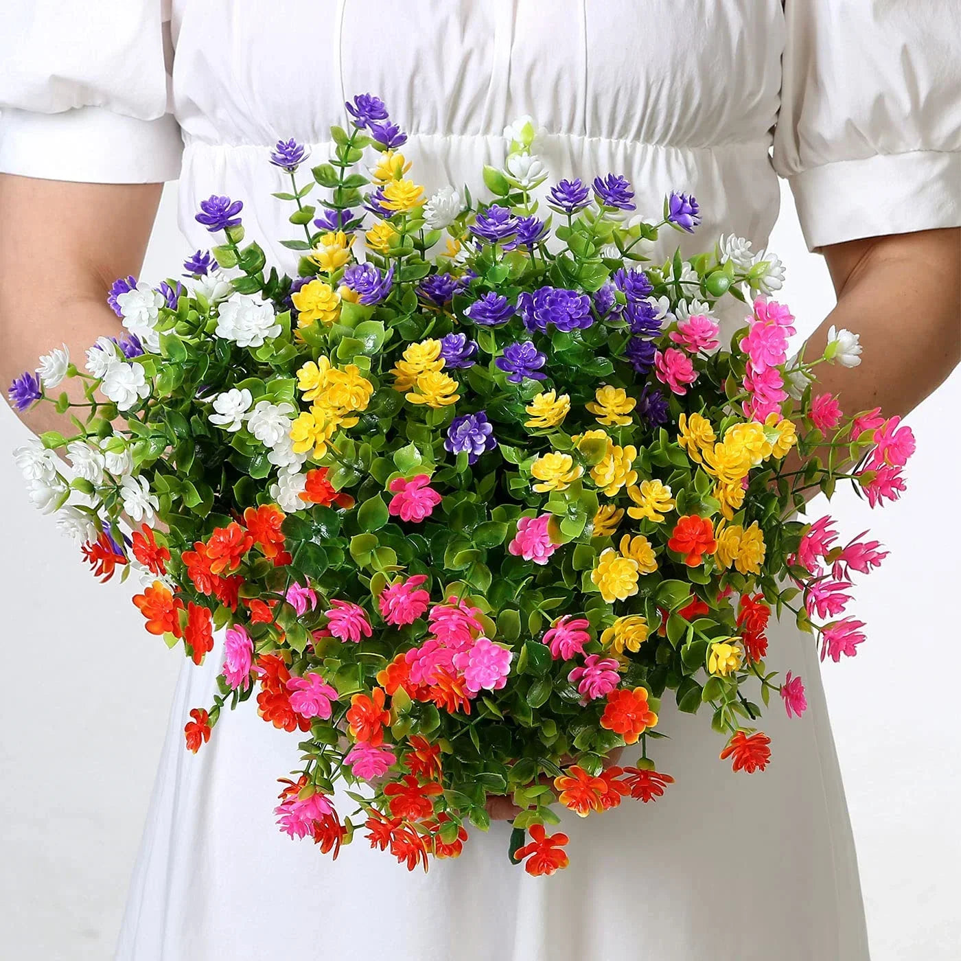 1 paquete de flores artificiales al aire libre de vegetación resistente a la vegetarería