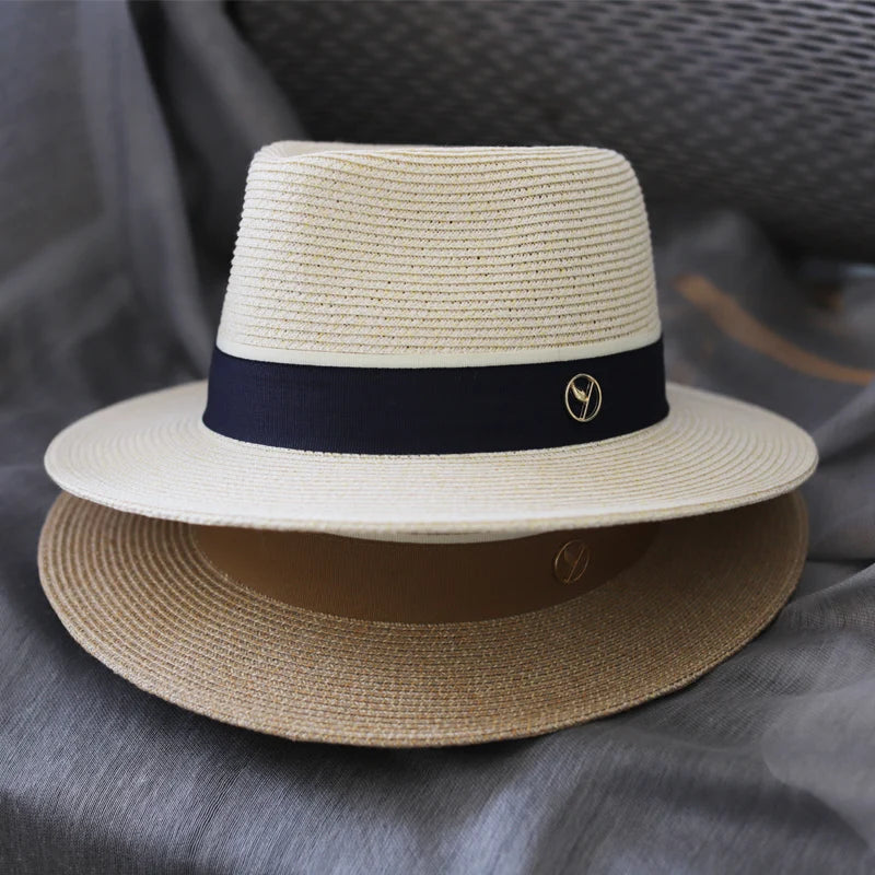 Designer ny naturlig panama myk formet stråhatt sommer kvinner/menn bred rand beach sol cap UV beskyttelse fedora bursdagsgave