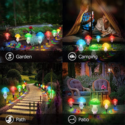 Champignon solaire jardin léger extérieur décor 8 modes imperméables de la lampe de champignons étanche
