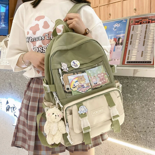 Kawaii kvinner ryggsekk vanntett skolesekk for tenåring jente student bokveske bærbar ryggen søt kvinnelig reisebagpakke mochila