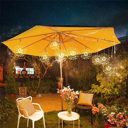 Suspenderet Solar Firework Light 360/480 LED Star Burst Light Udendørs Vandtæt 8mode EAVE Have Træ Juledekorativt lys