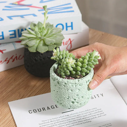 Creative Round Concrete Flowerpot Silicone Molds Moon Texture Storage Jar Container DIY Mini Cement Plants Pot Mould