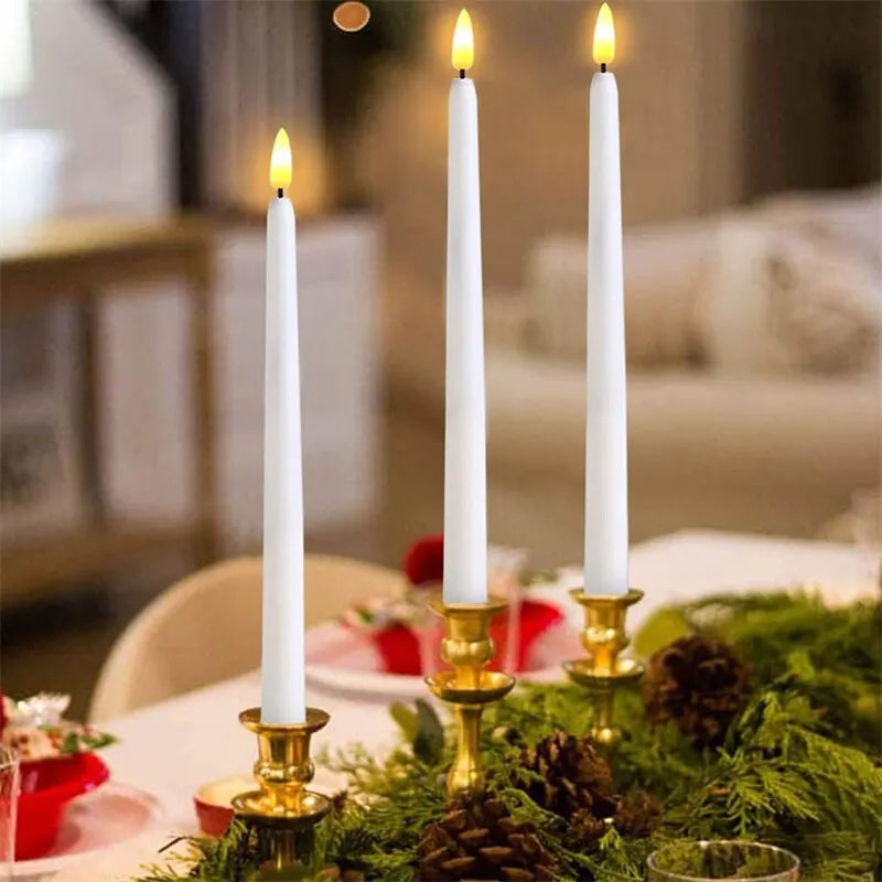 LED Flameless flimrende koniske stearinlys 3D wick stearinlys lampe med fjernbetjening te lys bryllup boligindretning batteri drevet
