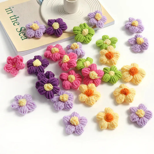 10/20 stcs 4 cm wollen bloem applique voor doe -het -zelf kleding hoed schoenen ambachten naaien benodigdheden patches hoofddeksels haarclips decor accessoires