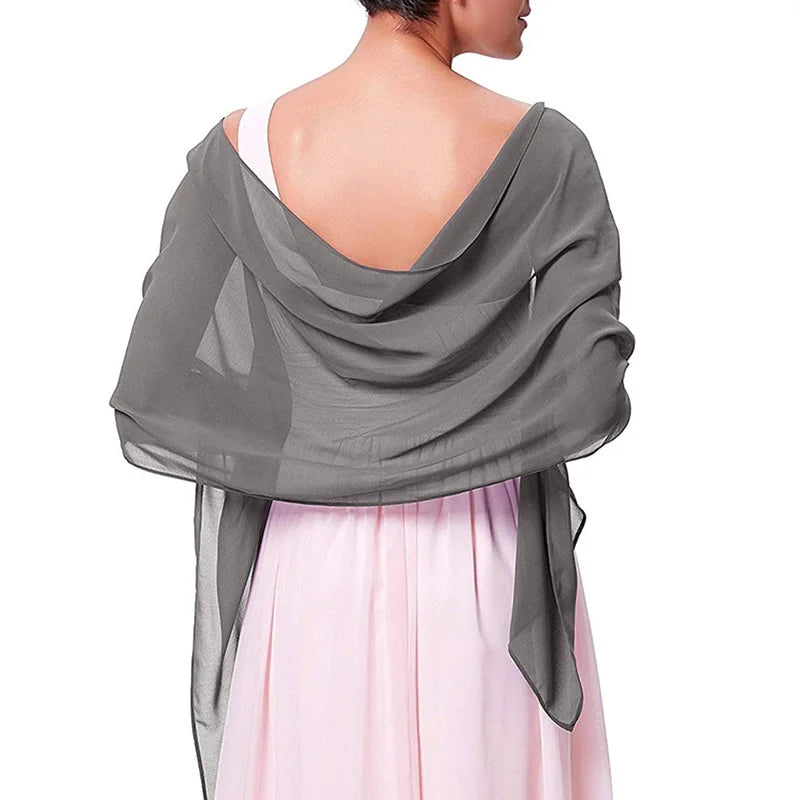 Couleur solide coréenne transparente en mousseline de mousseline écharpe d'été serviette de plage d'été châle solo femme de soirée de mariée robe de fête
