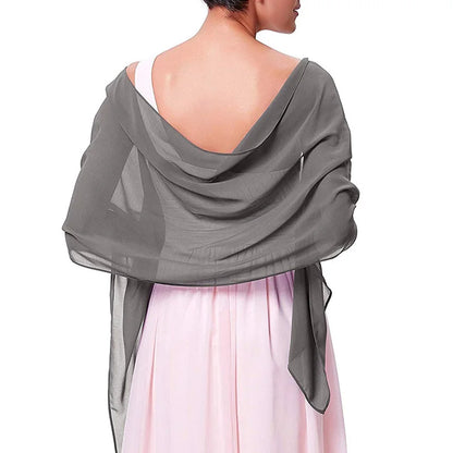 Couleur solide coréenne transparente en mousseline de mousseline écharpe d'été serviette de plage d'été châle solo femme de soirée de mariée robe de fête