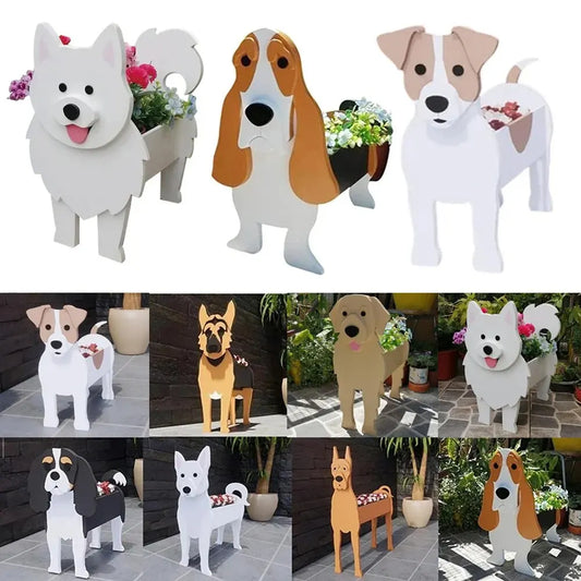 Have blomsterpotte sød hund formet planter samoyed labrador hyrde hunde vase gryder pvc hjem udendørs haveindretning blomstrende