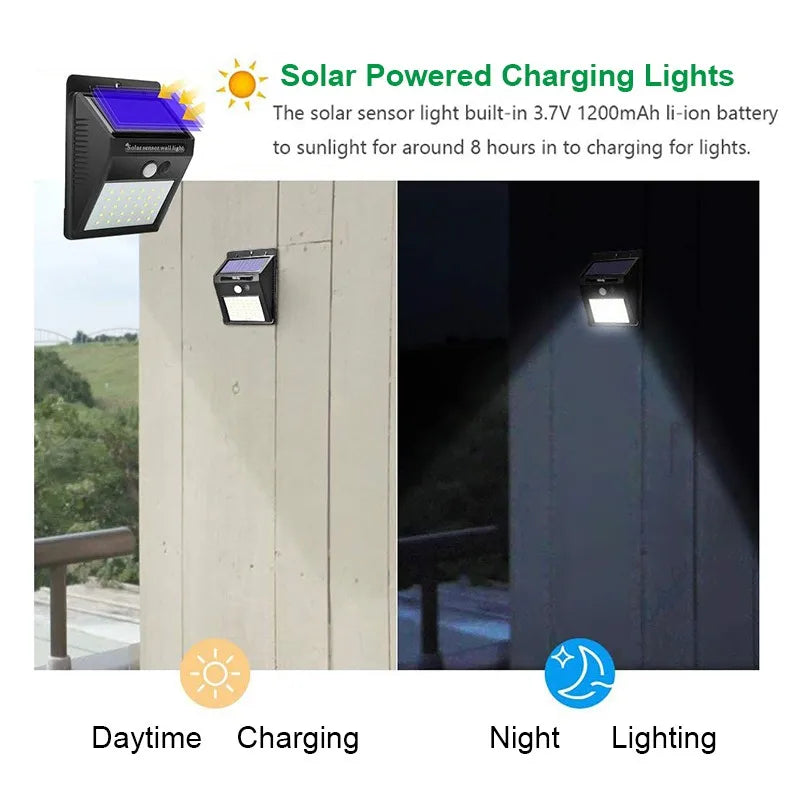 30 LED SOLAR LYS PIR BEVÆGNING SENSOR Væglys Udendørs sollampe Vandtæt solcelledrevet sollys Street Lamp Garden Dekor