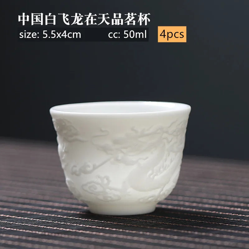 Boutique Ceramic High Capacity Gaiwan Handmade Three-dimensional Relief Tea Cup Chinese Tea Bowl Tea Set Accessories Master Cup
