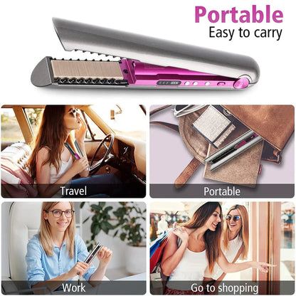 Letraz de cabello inalámbrico mini plano plano usb usb recargable cabello enderezado herramientas de peinado de hierro rizado rizado de cabello inalámbrico