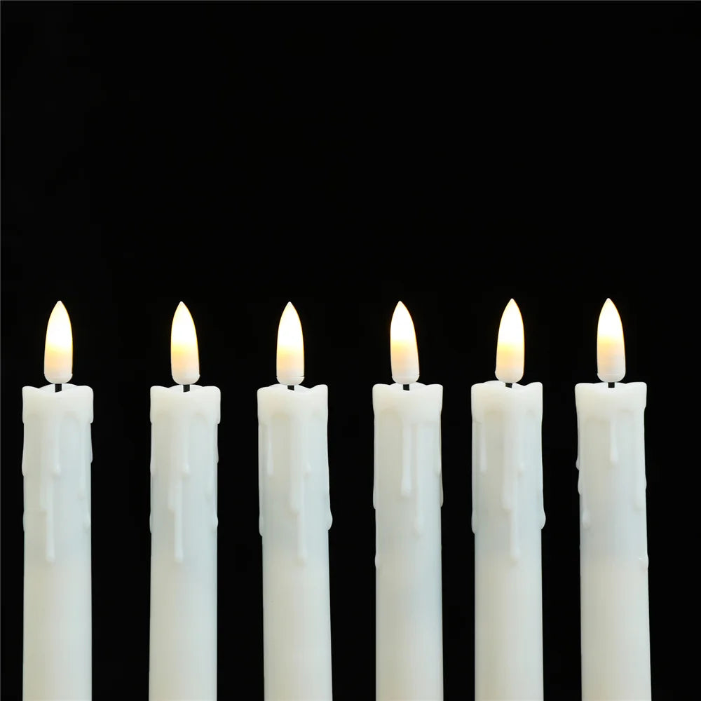 Pack de 7 pouces de 3 bougies décoratives à télécommande LED, bougies de mariage électronique sans flamme à batterie avec minuterie