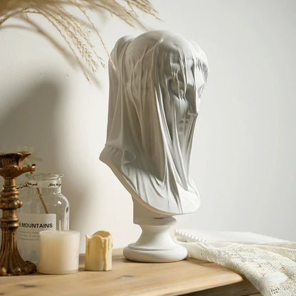 Veiled Lady Bust Greek Goddess Statue Classic Roman Mythology Gifts Maiden Sculpture Home Living Room Desk Bookshelf Decorations