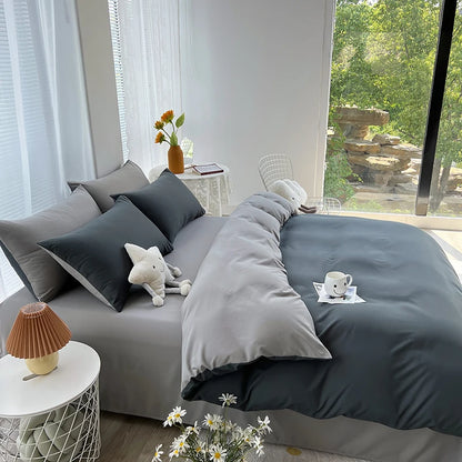 4pcs Juego de cubierta de edificio en espesor de 120gsm Color sólido Sólido Doble reina Reina Cubierta Camilla de cama Capas de cama de cama