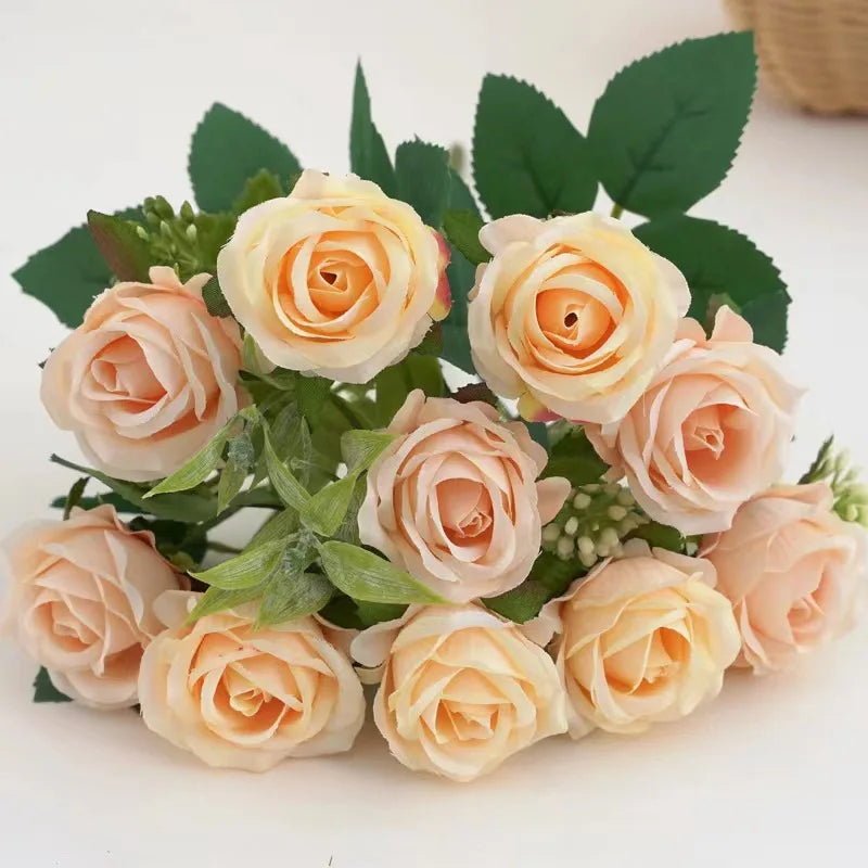 10 capete Buchet Rose Flori artificiale Decor de nuntă Western Rose 6 culori Peonies Flori Fake Flori artificiale