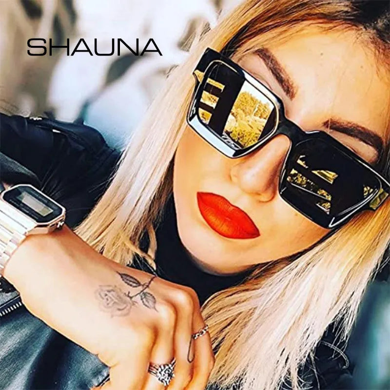 Shauna ins populære kvinder firkantede solbriller retro mænd tonede nuancer UV400