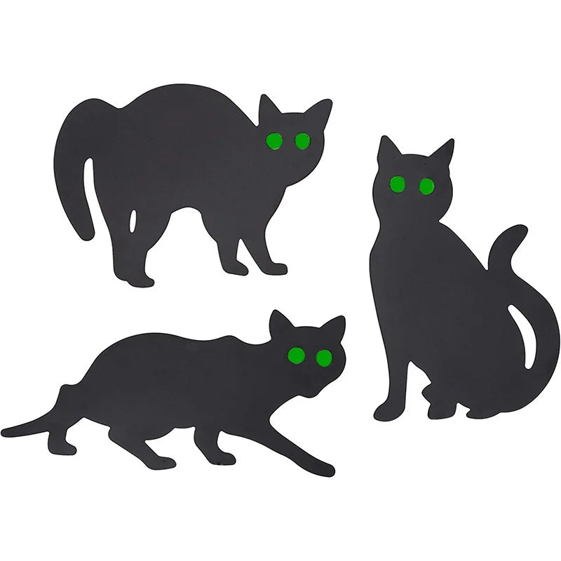 3pcs simulering sort kattedekoration tegn Halloween tema kort udendørs have yard indretning rekvisitter