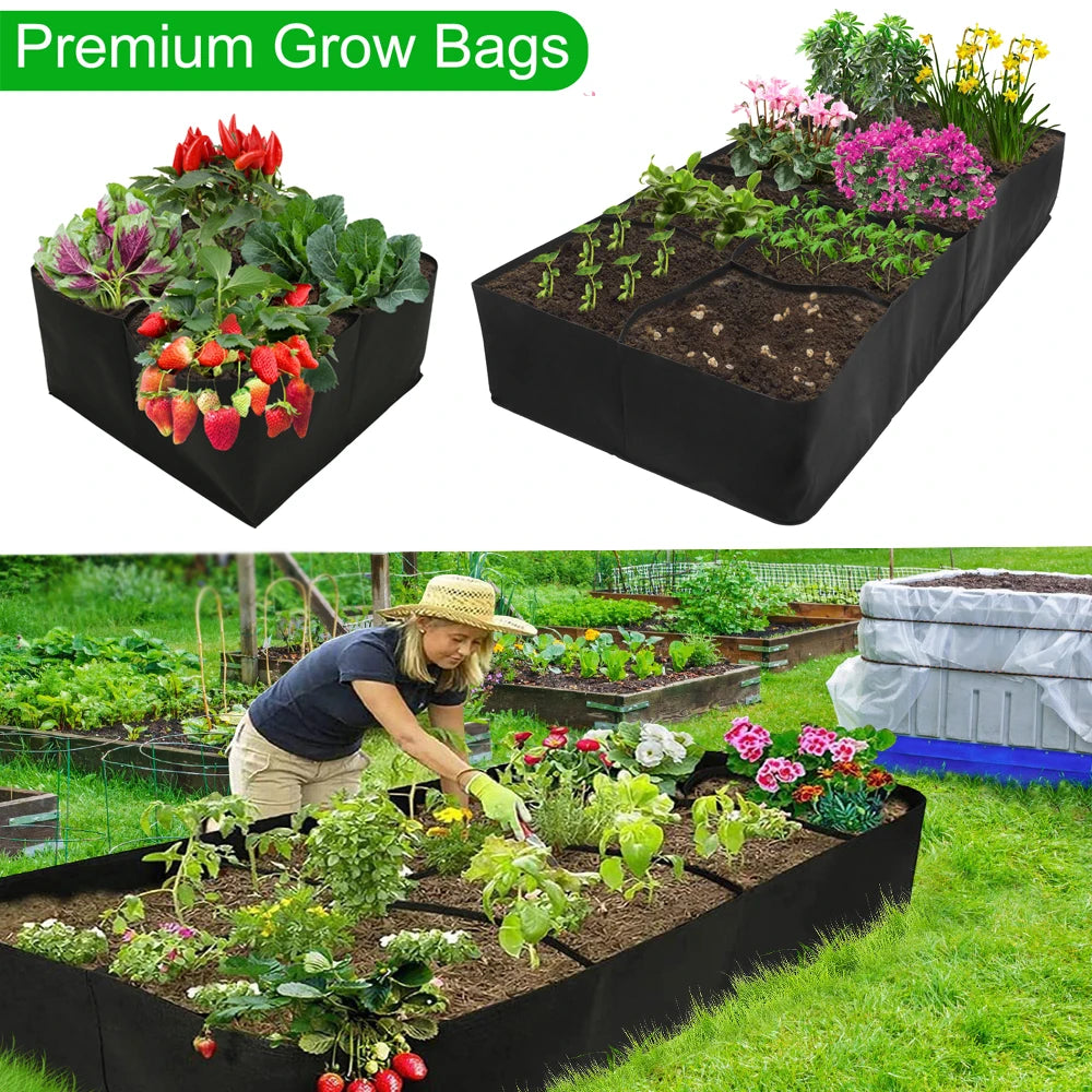 4/8 Gitter Garten erhöhte Pflanzbett Stoff erhöhtes Gartenbett Quadrat Felt Garten Blume Wachsen Bag Gemüse Pflanzer Topf
