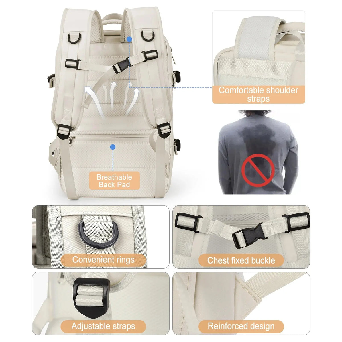 Rucsac de călătorie Likros pentru femei extensibile săptămânale de drumeție rucsac laptop cu port USB Port mare impermeabil 40L rucsac pentru bărbați pentru bărbați
