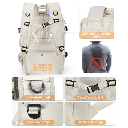 Rucsac de călătorie Likros pentru femei extensibile săptămânale de drumeție rucsac laptop cu port USB Port mare impermeabil 40L rucsac pentru bărbați pentru bărbați