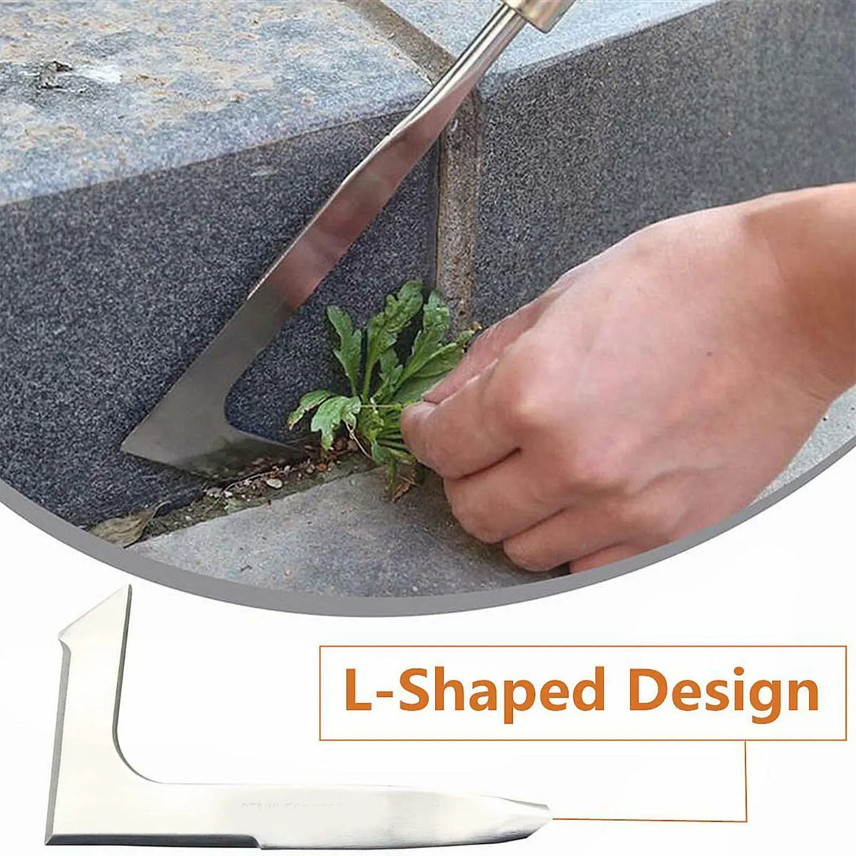 L formet håndskalning Weedter Root Remover Tool Outdoor Weeder Portable Weed Puller Håndteret manuel rustfrit stål haveværktøj