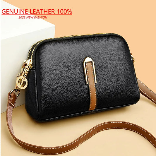 100% ekte skinn skulderveske kvinner håndveske designer cowhide klaffpose luksuriøs kvinnes messenger vesker crossbody vesker for kvinner