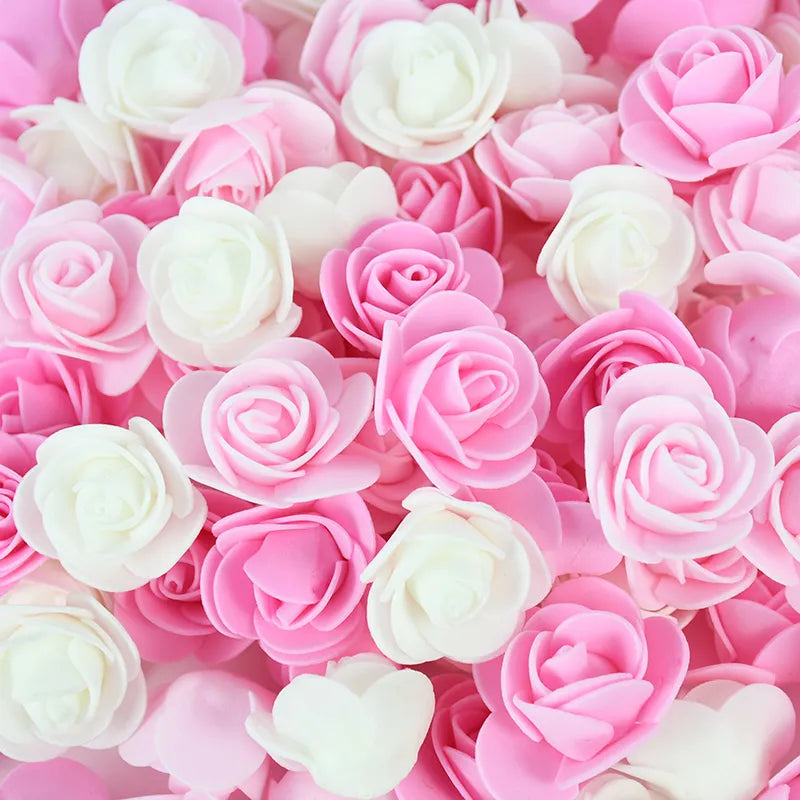 50/100/200pcs 3,5 cm de espuma PE Rose Head Flor Artificial para festa de aniversário de aniversário Decoração Diy Urso Rosa dos namorados Presentes do dia dos namorados
