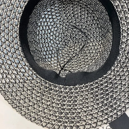 Dames s largeur paille femme femme de cap d'été robe de fête noire de plage noire seau de seau de soleil respirant
