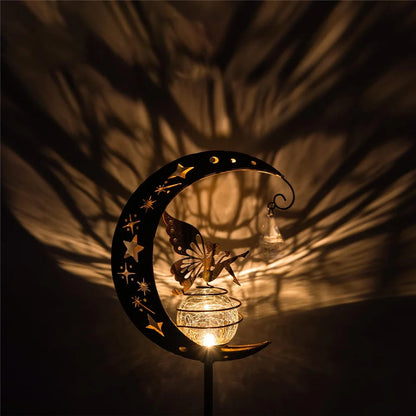 Jardim solar luz externa decorativa lua de fada vidro globo anjo decoração lâmpada solar à prova d'água para pátio de gramado de vias pátio