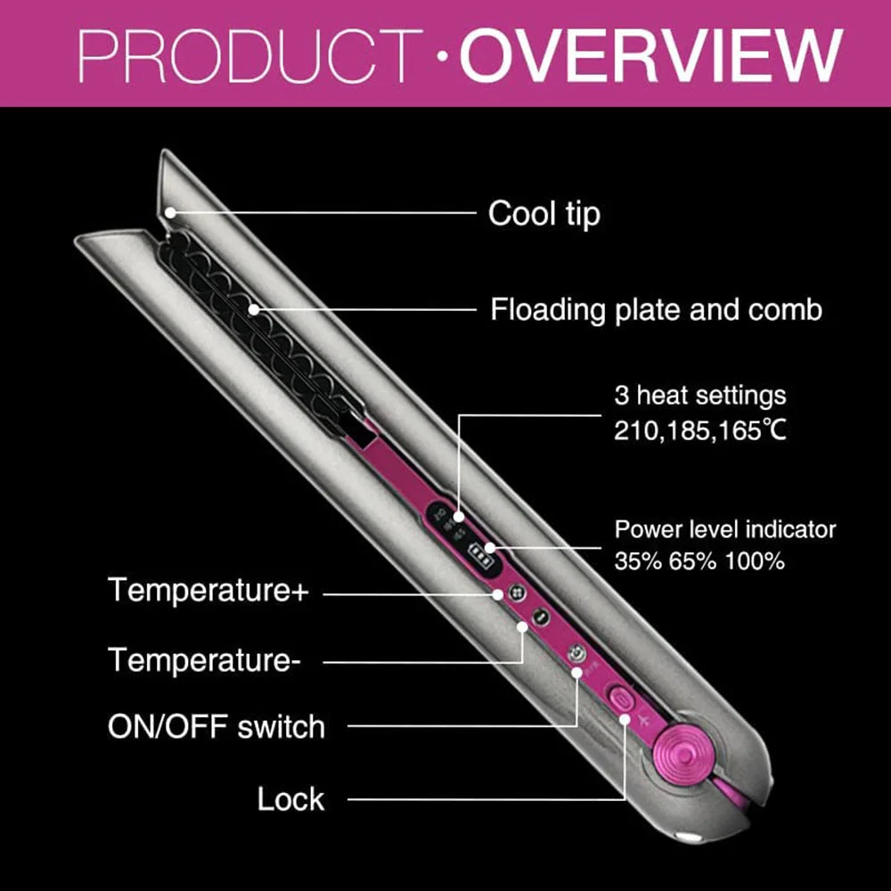 Letraz de cabello inalámbrico mini plano plano usb usb recargable cabello enderezado herramientas de peinado de hierro rizado rizado de cabello inalámbrico