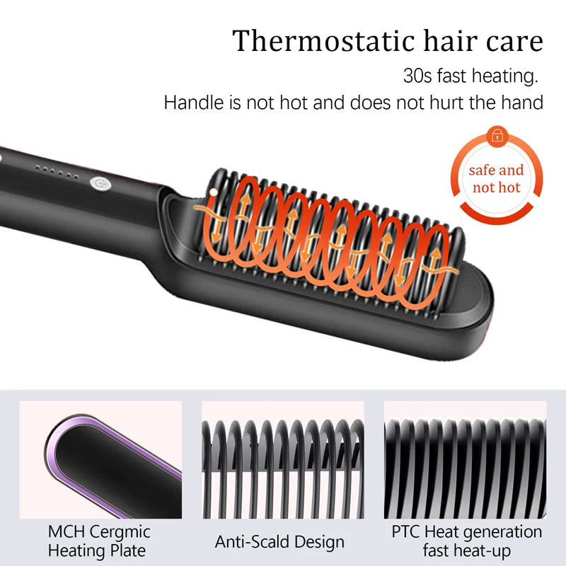Hair Brush Hot Air Comb Straightening Dryer Styler Air Hot Air Brush Flat Iron Hair Straightener Brush
