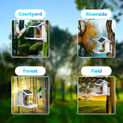 Smart Bird Feeder with Camera Solar Powered Waterproof for Garden Bird Watching Camera for Canary Hummingbirds Orioles Owls Dove