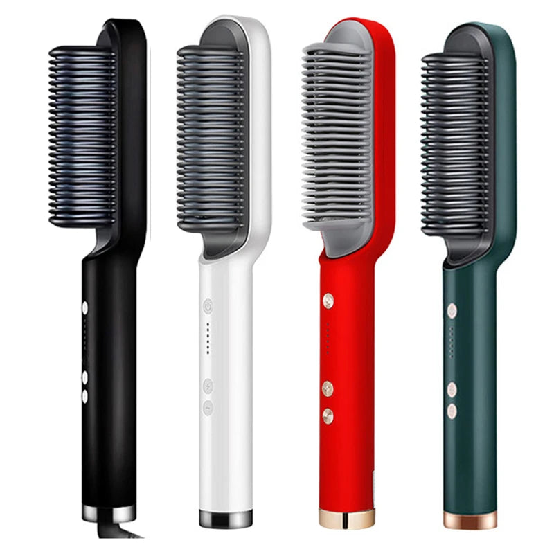 2-í-1 latur hárrétti fjölvirkt réttara kamb neikvætt jón andstæðingur scald styling tool bursta