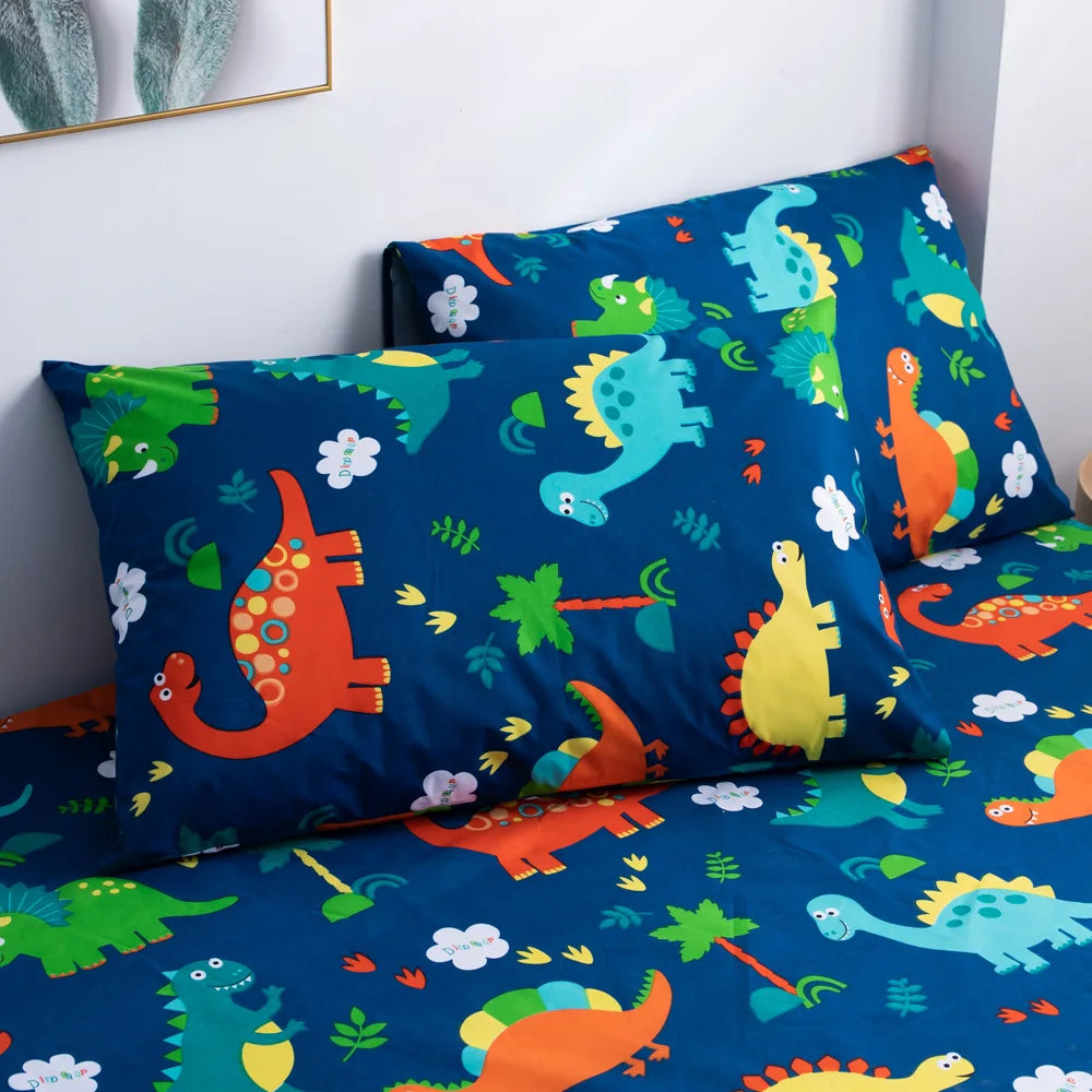 Dinosaurio de dibujos animados impermeables cubierta de cama para el hogar Sabana Summer Spring Winter Matches Covers con elástica (sin funda de almohada)