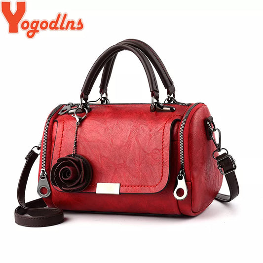 Yogodlns 2022 NOWOŚĆ kwiaty wisiorek torebka damska moda Boston torebki na pojedyncze ramię w torbie crossbody torba Pu Messenger