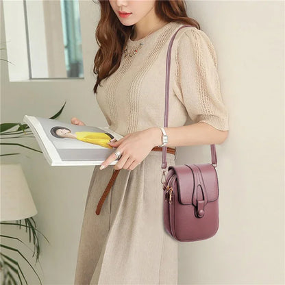 Eenvoudig design pu lederen crossbody schoudertassen voor dames voorjaar retro merkhandtassen en portemonnees dames mobiele telefoon sac