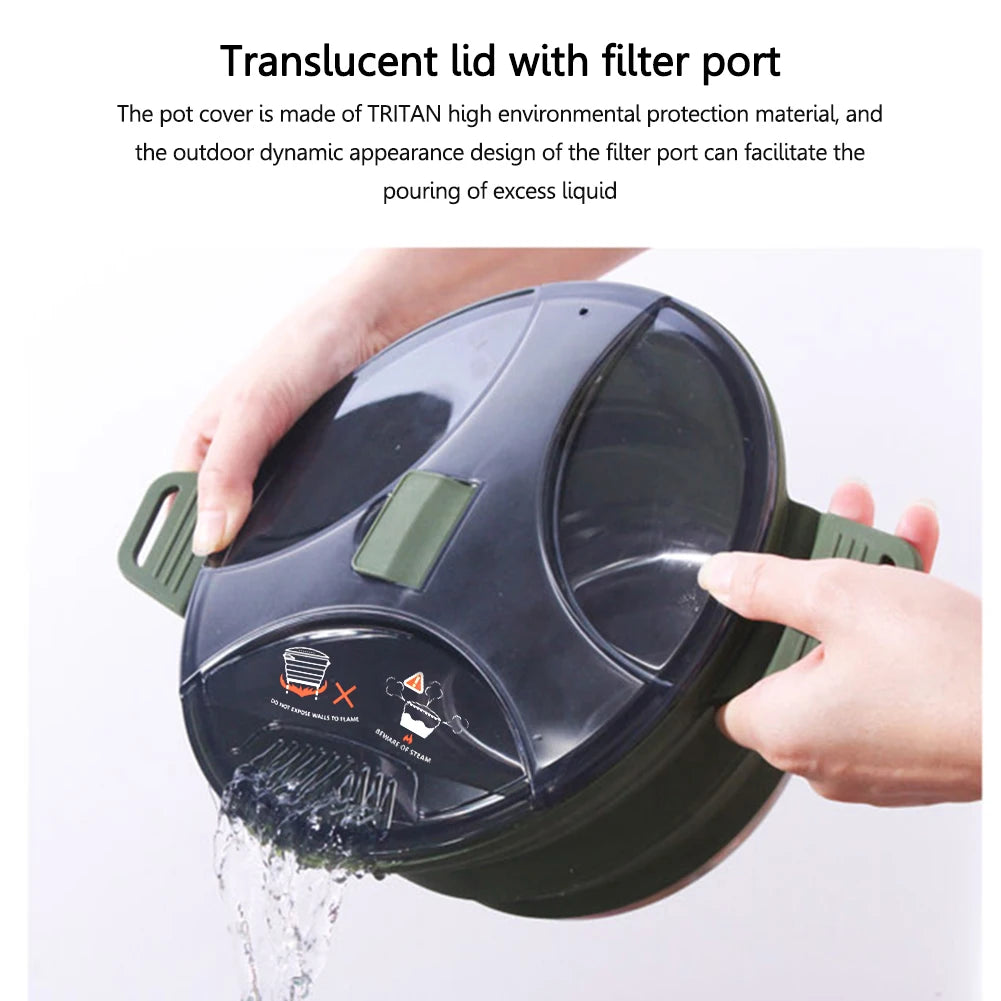 Faltbare tragbare Campingkessel -Sparplatz Collabsible Cooker Pot Wärme resistent mit Griff zum Wanderwanderungstable Geschirr